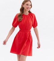 New Look Red Seersucker Cut Out Mini Dress